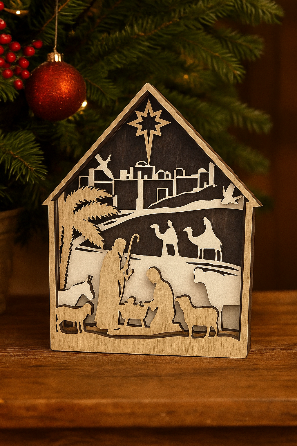 Wooden Christmas Ornaments, Wood Crafts, Christmas Decorations, Creative Jesus Christ, Nativity Ornament, Home Table Decoration, Ideas For Christmas DCLAF25